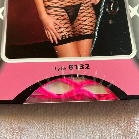 Music Legs hot pink diamond net lingerie/coverup/mini dress triple straps OS - Picture 3 of 3